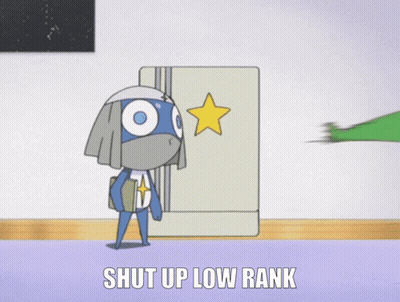 A Cartoon Character Is Standing In Front Of A Refrigerator With A Star On It And The Words Shut Up Low Rank GIF