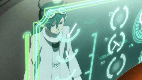 A Cartoon Character Is Standing In Front Of A Screen That Says Eh GIF