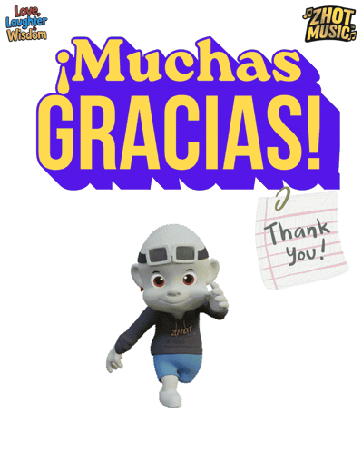 A Cartoon Character Is Standing In Front Of A Sign That Reads Muchas Gracias GIF