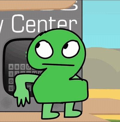 A Cartoon Character Is Standing In Front Of A Sign That Says ' Center ' GIF