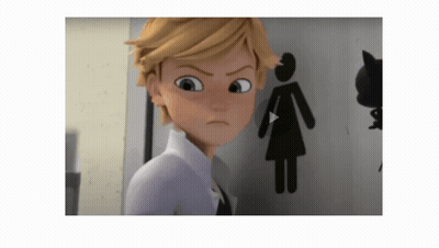 A Cartoon Character Is Standing In Front Of A Sign That Says ' Female ' On It . GIF