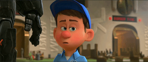A Cartoon Character Is Standing In Front Of A Sign That Says Super Trix GIF