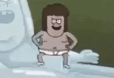A Cartoon Character Is Standing In Front Of A Toilet With His Hands On His Hips And Smiling . GIF
