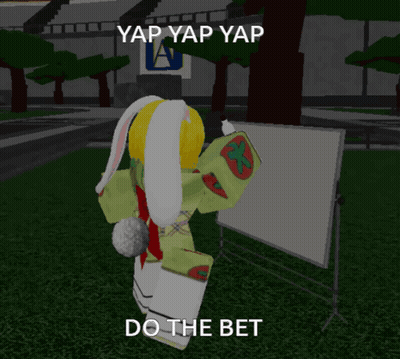 A Cartoon Character Is Standing In Front Of A White Board That Says Yap Yap Yap GIF