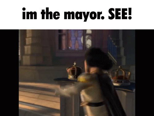 A Cartoon Character Is Standing In Front Of A Window And Says Im The Mayor See GIF
