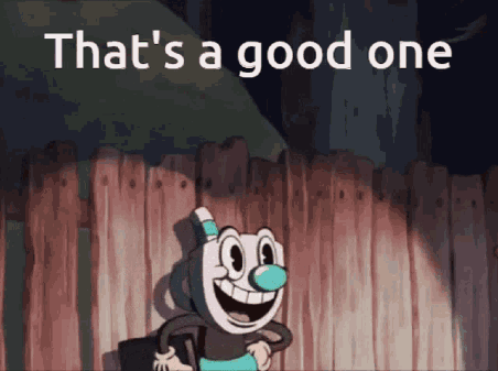 A Cartoon Character Is Standing In Front Of A Wooden Fence With The Words That 'S A Good One Written Above Him . GIF