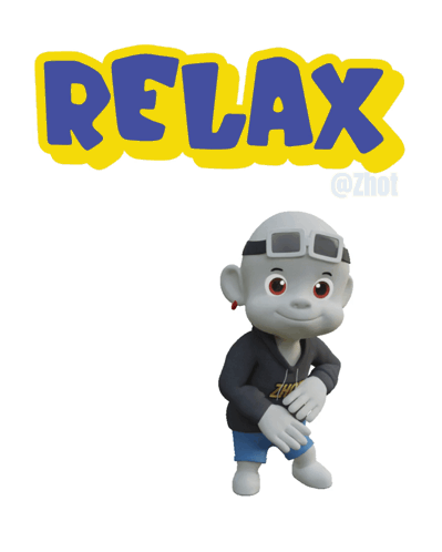 A Cartoon Character Is Standing In Front Of A Yellow Sign That Says Relax GIF