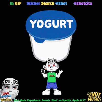 A Cartoon Character Is Standing In Front Of A Yogurt Cup GIF