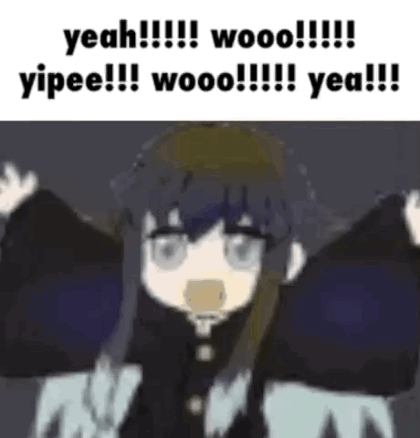 A Cartoon Character Is Standing In The Dark With His Arms Outstretched And Says Yeah ! GIF