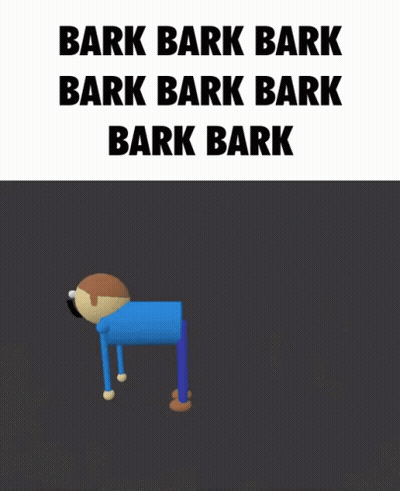 A Cartoon Character Is Standing In The Dark With The Words Bark Bark Bark Bark Bark Bark Bark GIF