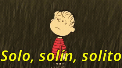 A Cartoon Character Is Standing In The Rain With The Words Solo , Solin , Solito Above Him GIF