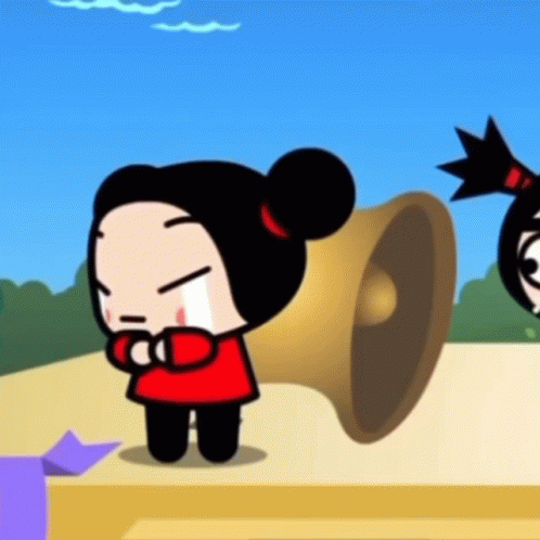A Cartoon Character Is Standing Next To A Bell GIF