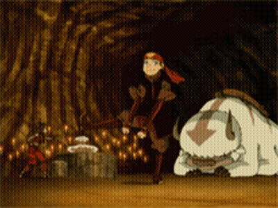 A Cartoon Character Is Standing Next To A Buffalo With An Arrow On Its Back GIF
