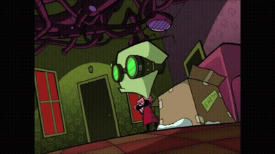 A Cartoon Character Is Standing Next To A Cardboard Box That Says Part GIF