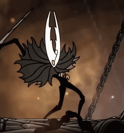 A Cartoon Character Is Standing Next To A Chain And A Sword . GIF
