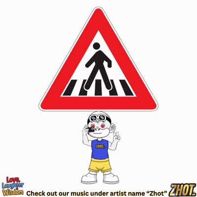 A Cartoon Character Is Standing Next To A Crosswalk Sign GIF
