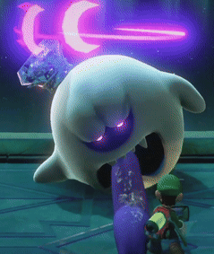 A Cartoon Character Is Standing Next To A Ghost With A Purple Tongue Sticking Out Of Its Mouth GIF