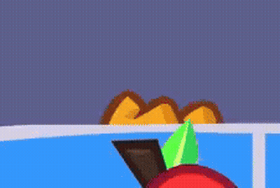 A Cartoon Character Is Standing Next To A Green Shirt And A Red Bag . GIF