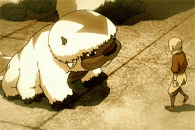 A Cartoon Character Is Standing Next To A Huge Animal GIF