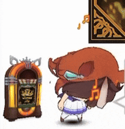 A Cartoon Character Is Standing Next To A Jukebox With A Crown On It GIF