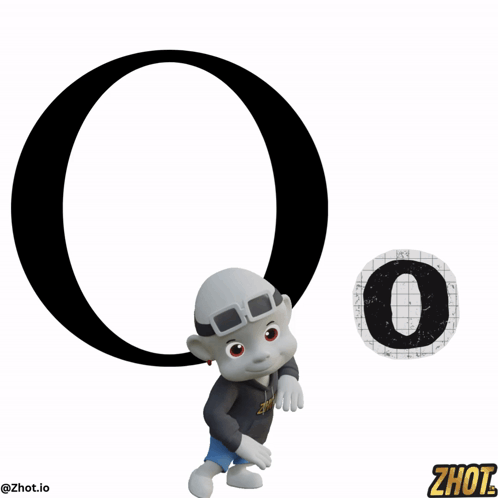 A Cartoon Character Is Standing Next To A Letter O GIF