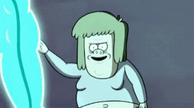 A Cartoon Character Is Standing Next To A Lightning Bolt . GIF