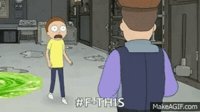 A Cartoon Character Is Standing Next To A Man In A Purple Jacket . GIF