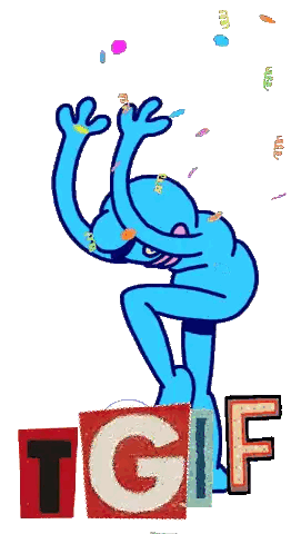 A Cartoon Character Is Standing Next To A Tgif Sign Sticker