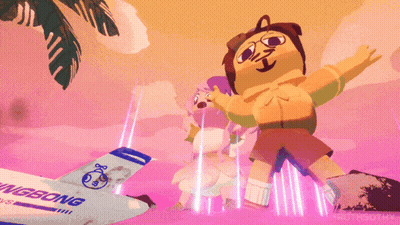A Cartoon Character Is Standing Next To An Airplane That Says Wingbong GIF