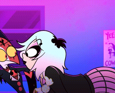 A Cartoon Character Is Standing Next To Another Cartoon Character In Front Of A Sign That Says Yee Cow . GIF