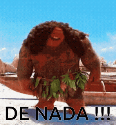 A Cartoon Character Is Standing On A Beach With The Word De Nada Written Below Him GIF