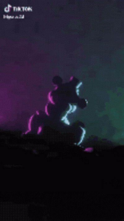 A Cartoon Character Is Standing On A Checkered Floor In A Dark Room Holding A Guitar . GIF