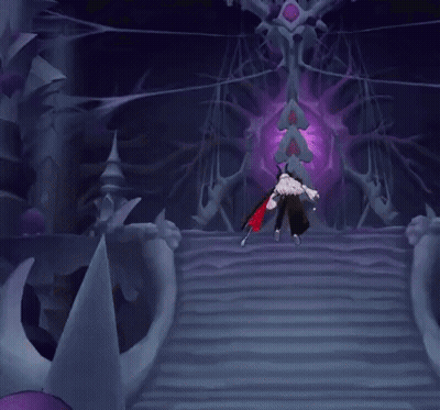A Cartoon Character Is Standing On A Set Of Stairs In A Dark Room GIF