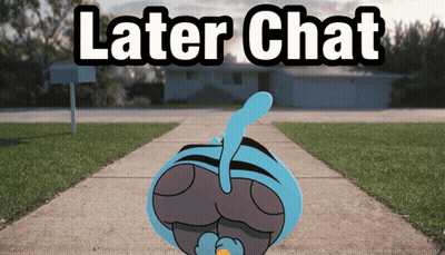 A Cartoon Character Is Standing On A Sidewalk With The Words Later Chat Above It GIF