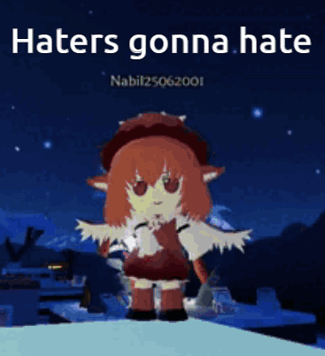 A Cartoon Character Is Standing On A Snowy Hill With The Words Haters Gonna Hate . GIF