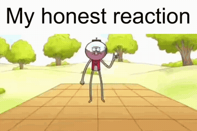 A Cartoon Character Is Standing On A Tiled Floor In A Park . GIF