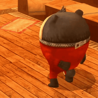 A Cartoon Character Is Standing On A Wood Floor GIF