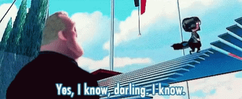 A Cartoon Character Is Standing On Top Of A Building And Talking To Another Character . GIF
