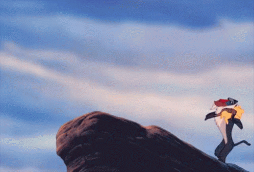 A Cartoon Character Is Standing On Top Of A Rocky Cliff GIF