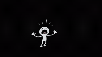 A Cartoon Character Is Standing With His Arms Outstretched And A Light Coming Out Of His Head . GIF