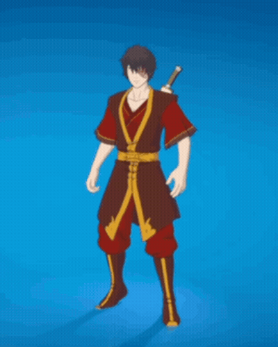 A Cartoon Character Is Standing With His Fist In The Air And Holding A Sword Behind His Back . GIF