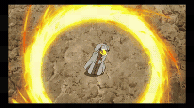 A Cartoon Character Is Surrounded By A Fire Circle GIF