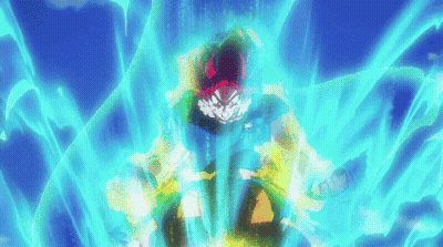 A Cartoon Character Is Surrounded By A Glowing Blue Background GIF