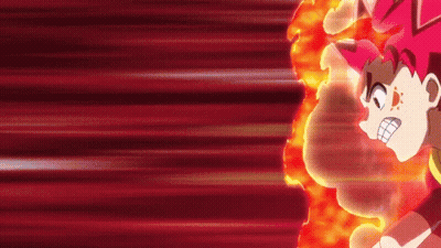 A Cartoon Character Is Surrounded By Flames And A Red Background GIF