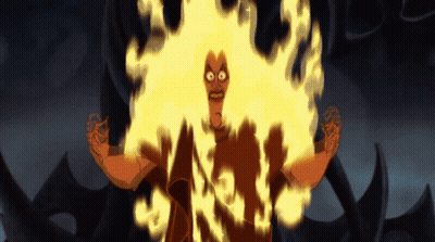 A Cartoon Character Is Surrounded By Flames And Looks Angry GIF