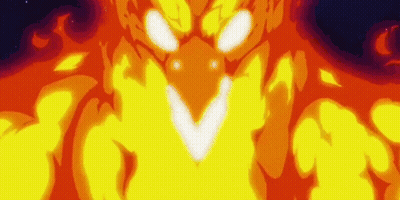 A Cartoon Character Is Surrounded By Flames And Smoke . GIF