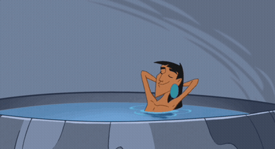 A Cartoon Character Is Taking A Bath In A Tub With His Eyes Closed GIF