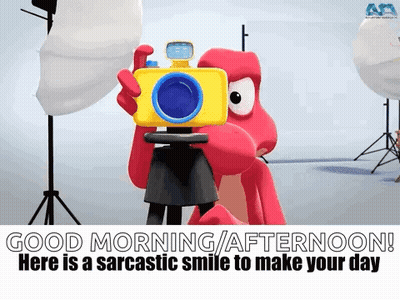 A Cartoon Character Is Taking A Picture With A Camera In A Studio . GIF
