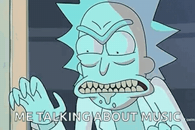 A Cartoon Character Is Talking About Music . GIF