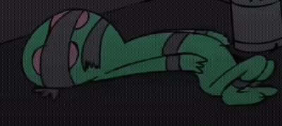A Cartoon Character Is Tied Up And Laying On The Floor . GIF